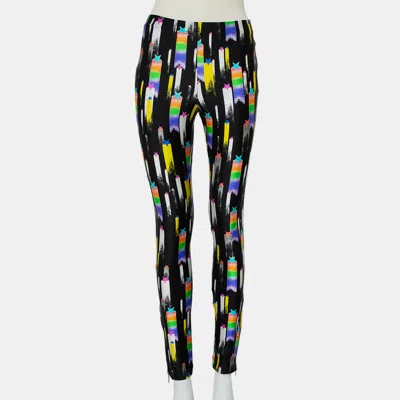 Pre-owned Gucci Black Shooting Star Printed Jersey Zipper Hem Detail Leggings S