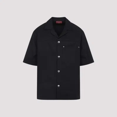Gucci Classic Short-sleeve Cotton Shirt In Black