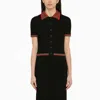 GUCCI BLACK SHORT-SLEEVED POLO SHIRT WITH WEB MOTIF