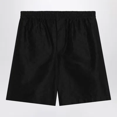 GUCCI GUCCI BLACK SHORTS IN SILK BLEND WITH GG MEN