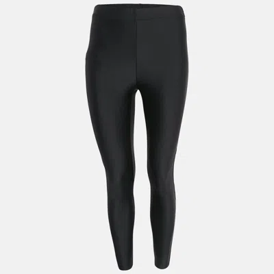 Pre-owned Gucci Black Side Stripe Trim Jersey Leggings Xs
