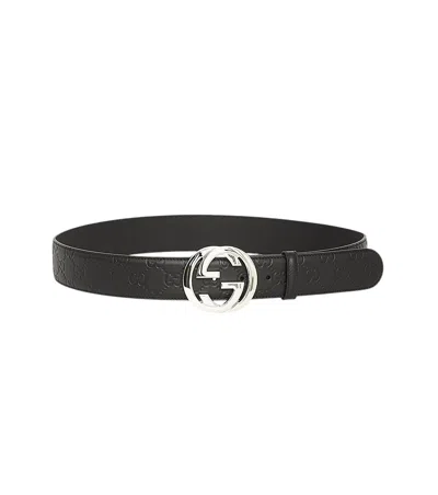 Gucci Black Signature Logo Buckle Belt