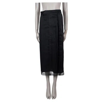 Pre-owned Gucci Black Silk 2024 Organza Pencil Midi Skirt 42 M