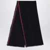 Gucci Gg Silk Cotton Stole With Web Trim In Black