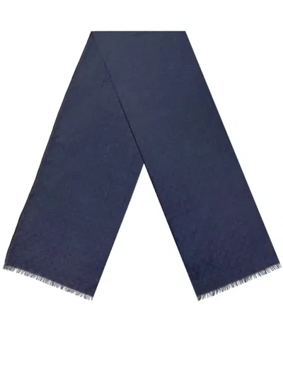 Gucci Solid Colour Cotton And Polyester Blend Scarf In Blue
