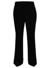 Gucci Black Slim Pants With Web Detail In Wool Woman In Multicolor