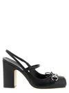 Gucci Square Toe Slingback Pumps With Block Heel In Black