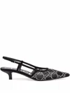Gucci Gg Rhinestoned Mesh Slingback Pumps In Multi