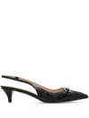 Gucci Black Slingback Pumps With Elastic Strap In Black