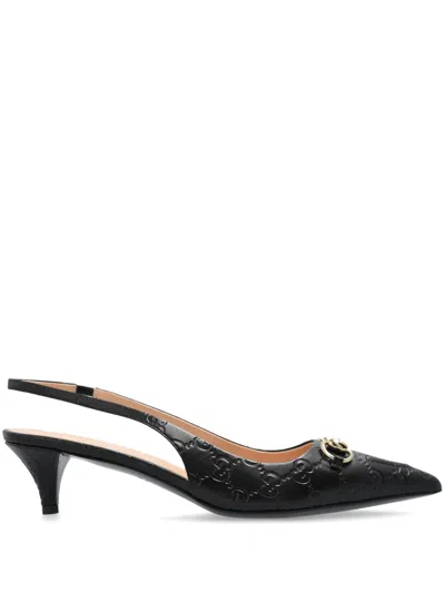 Gucci Black Slingback Pumps With Elastic Strap