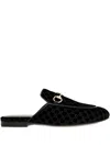 Gucci Women Princetown Gg Supreme Velvet Mule In Black