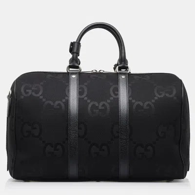 Pre-owned Gucci Black Small Jumbo Gg Canvas Duffle Bag