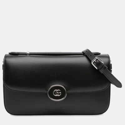 Pre-owned Gucci Black Small Leather Petite Gg Satchel