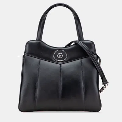 Pre-owned Gucci Black Small Leather Petite Gg Tote