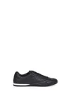 Gucci Men Black Low Top Sneakers With Web Tongue In Leather Man In Black