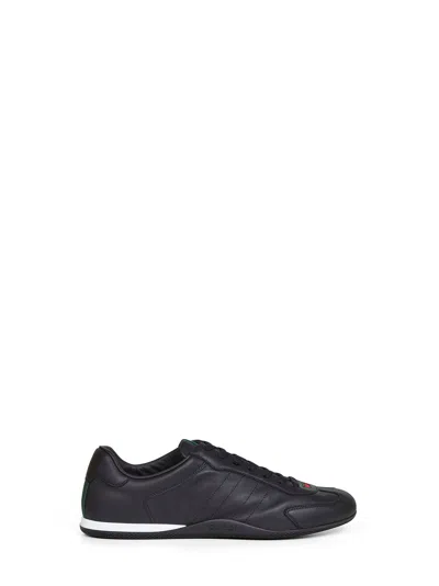 GUCCI BLACK SMOOTH LEATHER GUCCI SHIFT SNEAKERS