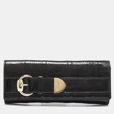 Pre-owned Gucci Black Snakeskin Romy Clutch