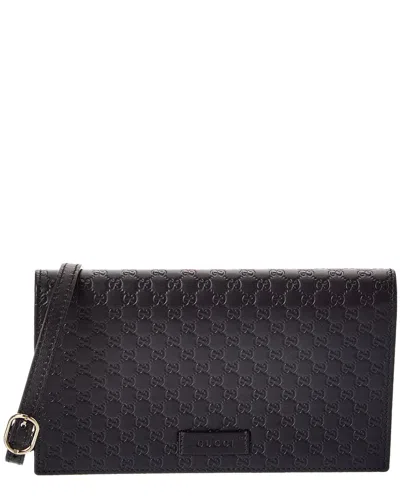 Pre-owned Gucci Black Soft Microssima Leather Wallet (authentic Pre-loved)