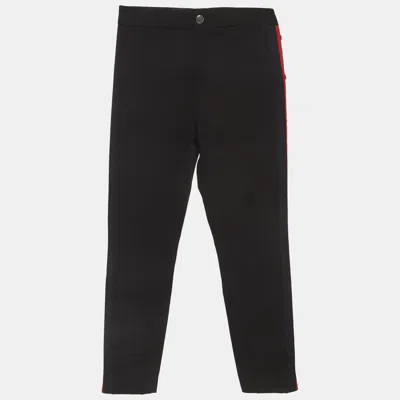 Pre-owned Gucci Black Stretch Cotton Side Striped Straight Pants S