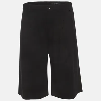 Pre-owned Gucci Black Stretch Crepe Pleated Shorts S