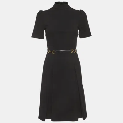 Pre-owned Gucci Black Stretch Jersey Mock Neck Mini Dress Xs