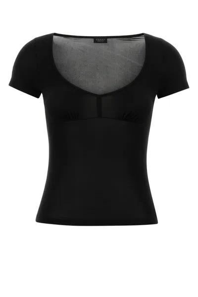 Gucci Stretch Jersey Viscose Mix T-shirt In Black