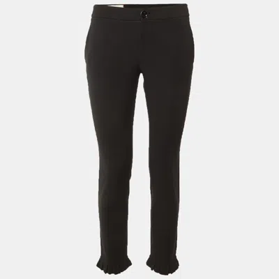 Pre-owned Gucci Black Stretch Knit Ruffle Hem Pants S