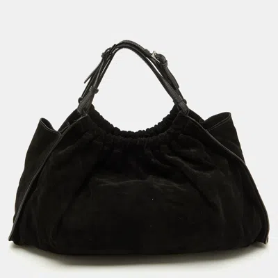Pre-owned Gucci Black Suede And Leather Hobo