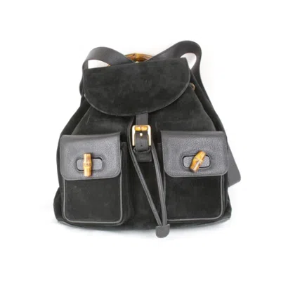 Pre-owned Gucci Black Suede Backpack ()