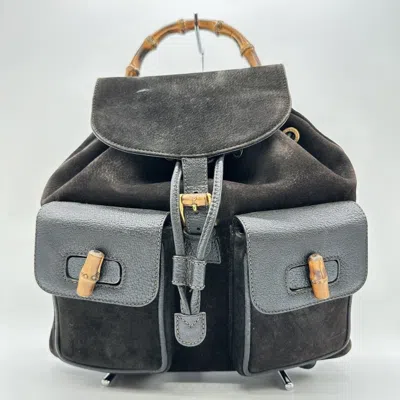 Pre-owned Gucci Black Suede Backpack ()