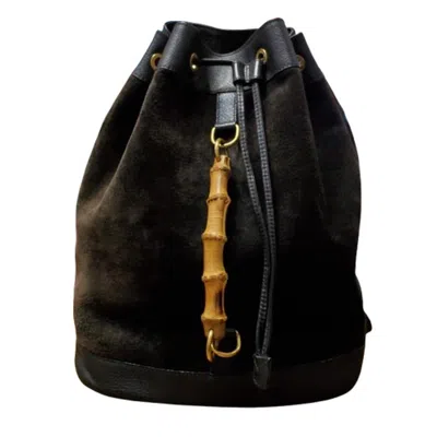 Pre-owned Gucci Black Suede Leather Backpack ()
