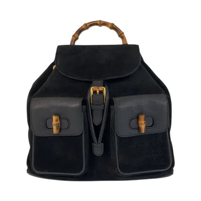 Pre-owned Gucci Black Suede Leather Backpack ()