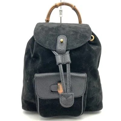 Pre-owned Gucci Black Suede Leather Backpack ()