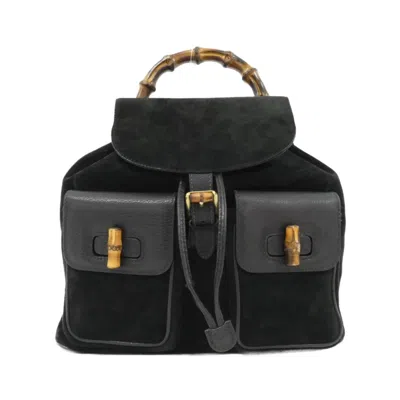 Pre-owned Gucci Black Suede Leather Backpack ()