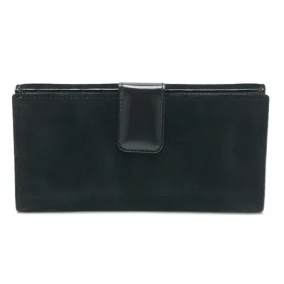 Pre-owned Gucci Black Suede Leather Long Wallet (bi-fold) ()