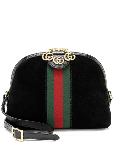 GUCCI GUCCI BLACK SUEDE OPHIDIA DOME SMALL SHOULDER BAG (AUTHENTIC PRE-LOVED)
