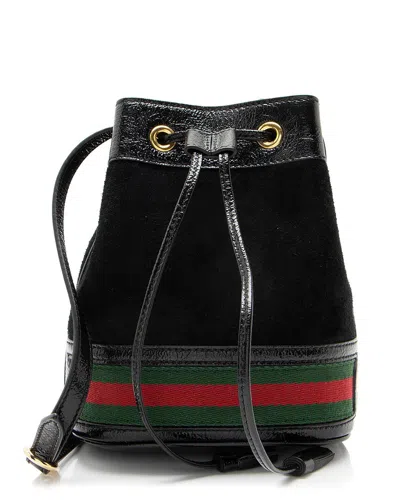 Gucci Black Suede Ophidia Mini Bucket Bag(authentic Pre-loved)