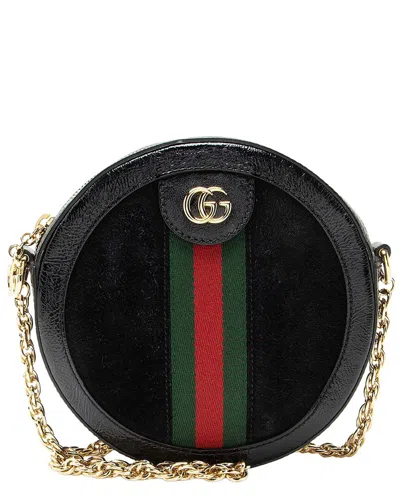 Gucci Black Suede Ophidia Round Mini Shoulder Bag (authentic Pre-loved)