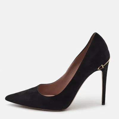Pre-owned Gucci Black Suede Pointed Toe Pumps Size 37.5
