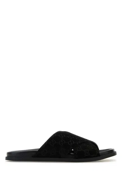 Gucci Black Suede Slippers