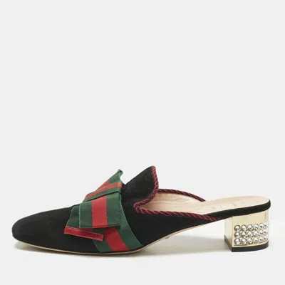 Pre-owned Gucci Black Suede Sylvie Mules Size 40
