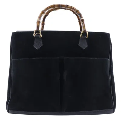 Pre-owned Gucci Black Suede Tote Bag ()