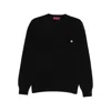 Gucci Black Crewneck Sweater With Gg Logo Embroidered On The Front In Wool And Cashmere Blend Man In Black