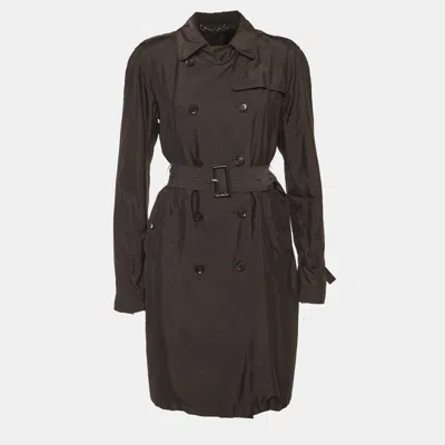 Pre-owned Gucci Black Synthetic Double Breasted Trench Coat M