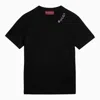 GUCCI GUCCI BLACK T-SHIRT WITH CRYSTALS LOGO WOMEN