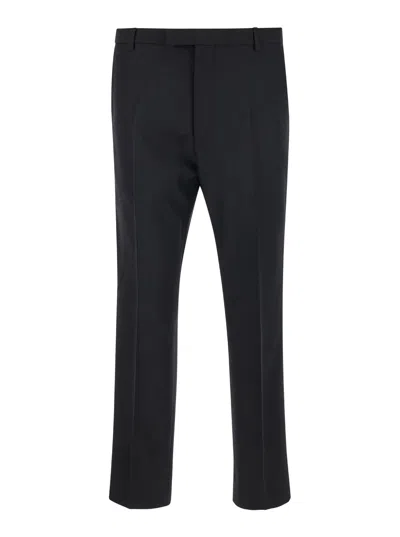 Gucci Black Tailored Trousers With Tonal Logo Lettering In Wool Man In Multicolor