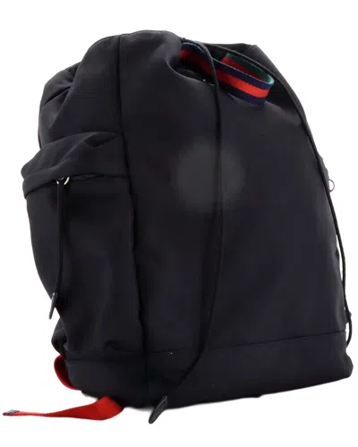 Gucci Black Techno Canvas Animalier Web Drawstring Backpack Large (authentic Pre-loved)