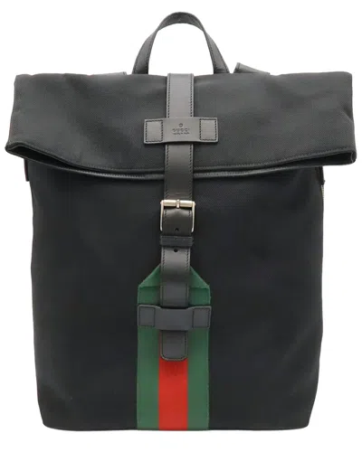 Pre-owned Gucci Black Techno Canvas Web Backpack (authentic Pre-loved)