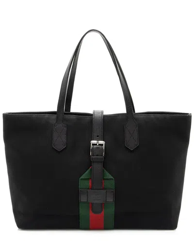 Gucci Black Techno Canvas Web Buckle Large Tote (authentic Pre-loved)