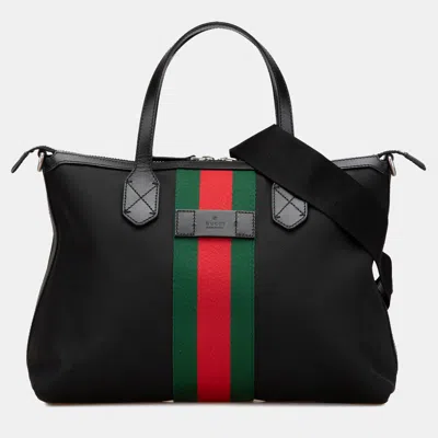 Pre-owned Gucci Black Techno Canvas Web Satchel